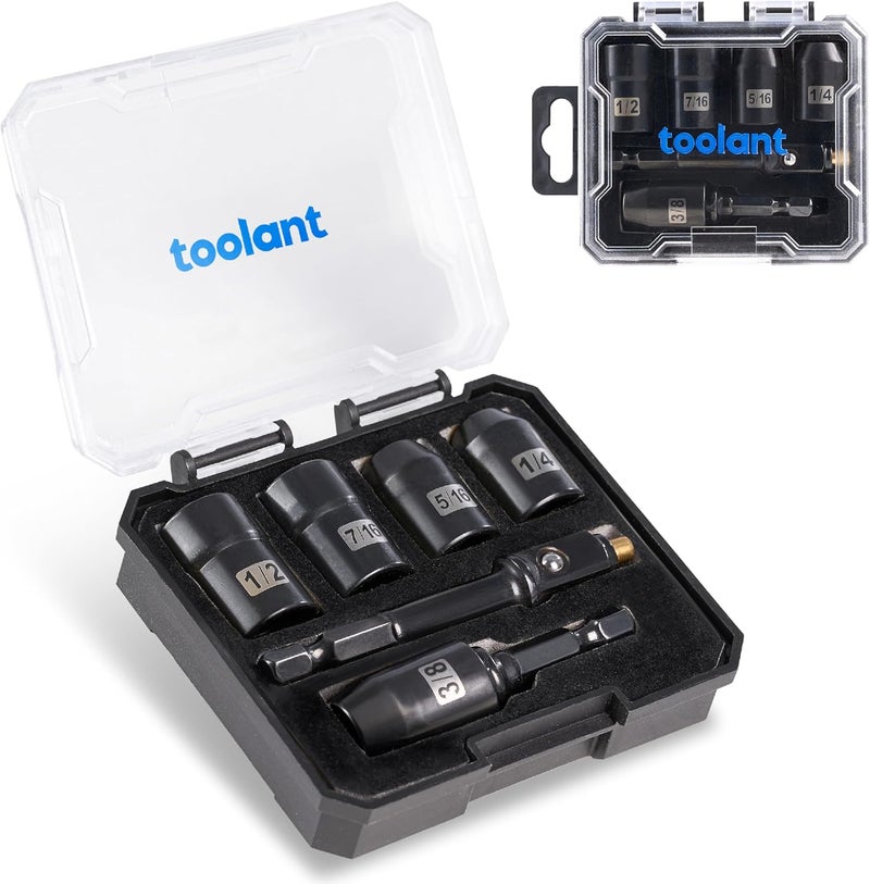 toolant مجموعة مفاتيح صمولة أدوات HVAC، مفك صمولة مغناطيسي SAE قابل للتبادل، 1/4'' 5/16'' 3/8'' 7/16'' 1/2'' لإصلاح السيارات، والأعمال الكهربائية - Image 1